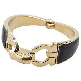Pulseira de couro Gancini Salvatore Ferragamo Dourado