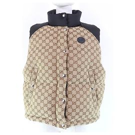 Gilet imbottito in tela di cotone GG Gucci Marrone