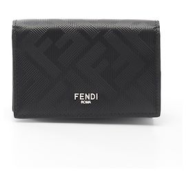 Tarjetero de cuero Fendi Shadow Zucca Negro