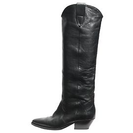 Isabel Marant Black leather knee-high cowboy boots - size EU 39 (UK 6) Black