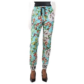 Dolce & Gabbana Blaue Blumen-Jogginghosen - Größe UK 6 Blau
