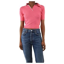 Jacquemus Polo de punto rosa con espalda abierta - talla UK 6 Rosa