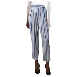 Autre Marque Blaue gestreifte Seidenhose - Größe XS Blau
