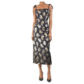 The Vampire's Wife Robe midi en jacquard floral noir - taille UK 6 Noir