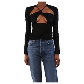 Autre Marque Crop-top nero trasparente - taglia XS Nero