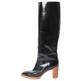 Gabriela Hearst Black polished leather knee-high boots - size EU 42 Black