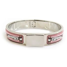 Pulseira de metal e esmalte Click-Clack da Hermès Prata Rosa Branco
