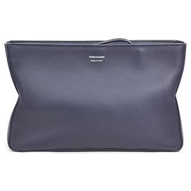 Clutch in pelle blu navy Salvatore Ferragamo Blu navy