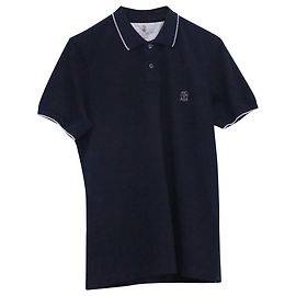 Brunello Cucinelli Piqué Poloshirt aus Baumwolle in Marineblau Blau Marineblau