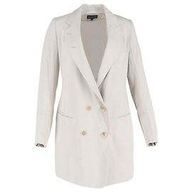 Ann Demeulemeester Double Breasted Coat in White Cotton White Cream