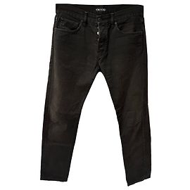 Tom Ford Hidden-Buttoned Jeans in Black Cotton Black