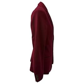 Gucci- Gucci Single-Breasted Blazer with Pockets in Burgundy Cotton-Red,Dark red