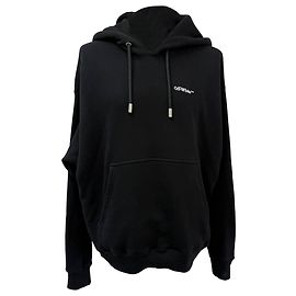 Off White Off-White Scan Arrow Hoodie aus schwarzer Baumwolle Schwarz