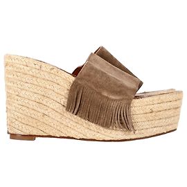 Sandali con zeppa in suede marrone con frange Chloé Marrone Rosso