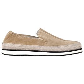 Baskets Slip-On Espadrille Prada Sport en Suède Beige Blanc Écru