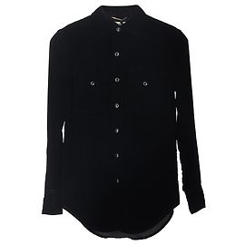 Camicia con bottoni Saint Laurent in velluto nero Nero