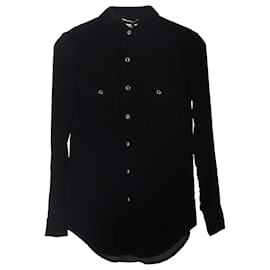 Saint Laurent-Saint Laurent Button-Up Shirt in Black Velvet-Black