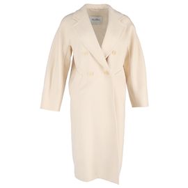Max Mara Double Breasted Coat in White Cashmere White Cream