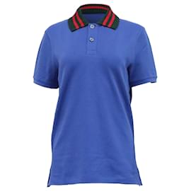 Gucci-Gucci Future Modern Polo Shirt in Blue Cotton-Blue