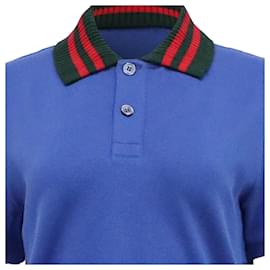 Gucci-Gucci Future Modern Polo Shirt in Blue Cotton-Blue