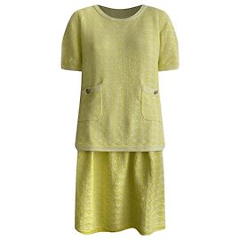 Conjunto de falda de algodón Chanel amarillo Amarillo