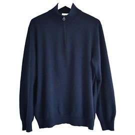 Salvatore Ferragamo Navy Half Zip Cashmere Sweater Jumper XL Navy blue