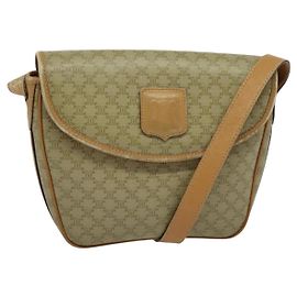 Céline Borsa a Spalla in Tela Macadam CELINE PVC Beige Oro Auth gh566 Beige D'oro