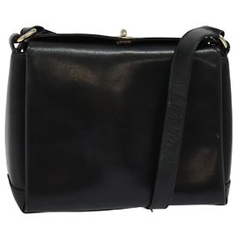 Bolsa de Ombro de Couro Preta e Dourada Auth ep10445 da GUCCI Preto Dourado