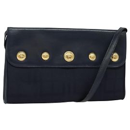 Autre Marque Borsa a Spalla Burberrys in Tela Blu Navy e Oro Auth SW1499 D'oro Blu navy