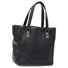 CHANEL Borsa Choco Bar COCO Mark in tela nera e argento CC Auth BA5420 Nero Argento