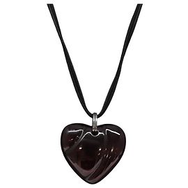 Collar de Corazón de Cristal Baccarat Rojo Auth am8993 Roja
