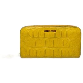 Vintage Miu Miu Leather Wallet Yellow Yellow