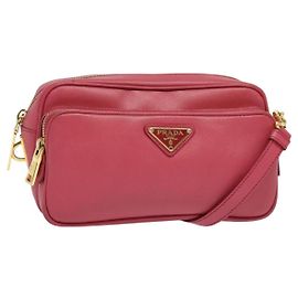 Bolsa de Ombro PRADA em Couro Safiano Rosa Dourado BT1010 Auth 137816 Rosa Dourado