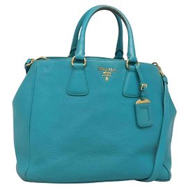 PRADA Sac à main en cuir 2 en 1 Vert Or Auth 139193 Doré Vert