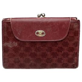 Céline Portefeuille en cuir suédé monogramme Triomphe Celine vintage bordeaux Violet