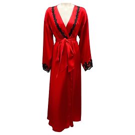 Robe in seta a lunghezza intera con pizzo rosso / nero La Perla Rosso