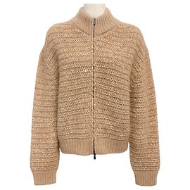 Peserico Beige Alpaca Sequin Zip Front Sweater Beige