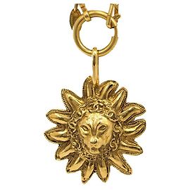 Chanel Collier Pendentif Médaillon Lion Soleil Doré Bijouterie dorée