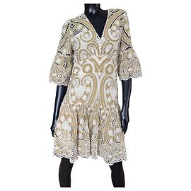 Vestido mini Drew de encaje guipure Sandro verde Caqui