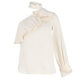 Oscar de la Renta Off-Shoulder-Bluse aus weißer Seide Weiß Roh