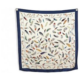 Hermès VINTAGE HERMES TUCH LES PLUMES LINARES BLAUSEIDE 90CM BOX Blau