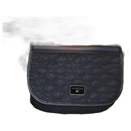 Mauboussin leather and canvas shoulder bag black Black