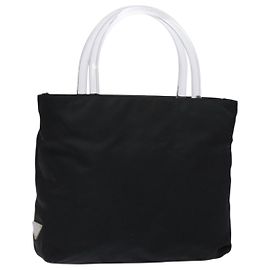 PRADA Borsa a mano in nylon nero argento Auth gh600 Nero Argento