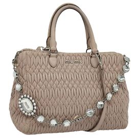 Borsa Miu Miu Matelassé in pelle 2 in 1 rosa argento Auth gh653 Argento Rosa