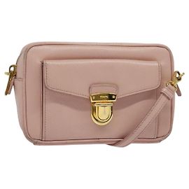 Sac à épaule PRADA en cuir Safiano Rose Or Auth 141282 Rose Doré