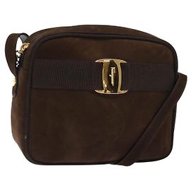 Borsa a Spalla Vala in Camoscio Marrone Oro Salvatore Ferragamo Auth gh619 Marrone D'oro