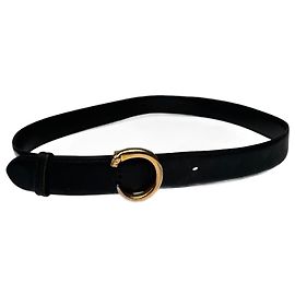 Ceinture en cuir noire Vintage Cartier Panthère Noir
