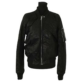 Rick Owens Black leather jacket Black