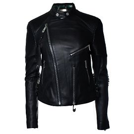 Philipp Plein, leather biker jacket with studs Black