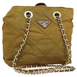 Prada Vintage Chain Tote Tessuto Medium Brown